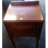 INLAID MAHOGANY POT CUPBOARD ON CASTERS