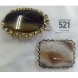 2 LARGE VICTORIAN AGATE BROOCHES