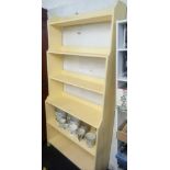 LARGE SET OF YELLOW BOOK OR DISPLAY SHELVES 3FT WIDE X 6FT TALL