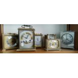 6 MODERN GOLD & SILVER COLOURED CARRAIGE CLOCKS