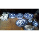 SHELF OF BLUE & WHITE CHINA INCL; CHURCHILL