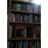 THREE SHELVES OF HARD & SOFT BACK BOOKS - SMOKE AFFECTED