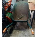 GREEN METAL RUBBER TYRE WHEEL BARROW A/F