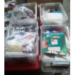 FOUR SMALL CARTONS OF CRAFTING ITEMS INCL; PUFFY PHONE, BRAIDING & COTTON BAGS