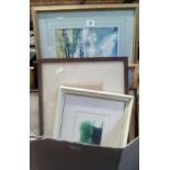 A QTY OF WATERCOLOURS & ETCHINGS