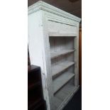 LARGE CARVED WHITE PAINTED SHELVING 6FT HIGH X 4FT WIDE