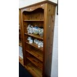 STRIPPED PINE DISPLAY SHELVING / BOOK SHELVES