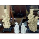 FOUR FIGURINES (2 CONVERTED TO TABLE LAMPS)