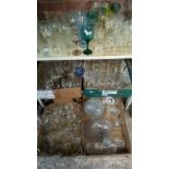 FOUR CARTONS & A SHELF OF MIXED GLASS WARE - LARGE QTY