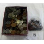 AN OLD OXO TIN OF MIXED NICKEL & BRONZE COINAGE