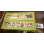 LILLIPUT BY BRITAIN'S W. HORTON LTD 00 & NO GAUGE X 2 FARM SETS 1 = 2 COWS, 2 CALVES, FARM HAND &