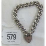 GOOD CURB LINK SILVER BRACELET WITH PADLOCK