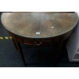 MAHOGANY HALF MOON SIDE TABLE A/F