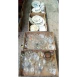 FOUR CARTONS - TWO OF MIXED GLASSES & TWO OF MIXED PLATES, MUGS, BOWLS, ETC