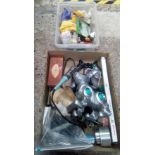 TWO CARTONS OF CRAFT ITEMS INCL; POLISHES, ENGRAVERS, BLACK & DECKER POWER TOOL, SOLDERING IRON &