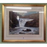 F/G MOUNTED PAINTING OF A WATERFALL BY PETER CAMBELL