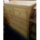 LARGE MODERN PINE CHEST OF THREE LONG & TWO SHORT DRAWERS 44'' WIDE X 49'' HIGH