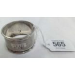 A SILVER NAPKIN RING - B'HAM 1954