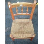 SMALL CHILDS CHAIR WITH TURNED LEGS & STRING SEAT
