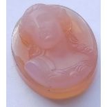 Unmounted agate hard stone cameo of a lady - 30mm x 25mm