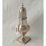 George III square based caster by P,A,&W BATEMAN - 6" high - London 1801 - 100gms