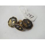 Pair of Japanese cufflinks marked k24