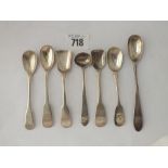 Group of seven Irish cruet spoons