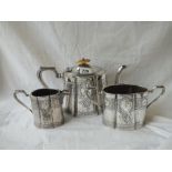 Victorian Britannia metal three piece teaset