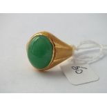 Chinese jade ring in 22ct gold - size X - 10.8gms