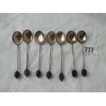 Set of six bean top spoons - B'ham 1925