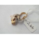 Gem set panther pendant in 9ct - 5gms