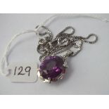 White gold amethyst pendant necklace in 9ct - 11gms