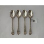 Set of four George III bright cut teaspoons - London 1786 by GG - 50gms