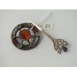 Two silver and agate Scottish brooches