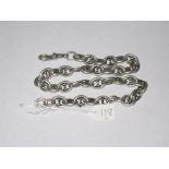 Victorian heavy silver Anchor Marina watch chain with each link marked with lion passant - 15"