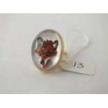 VICTORIAN ESSEX CRYSTAL FOX RING - SIZE I - IN 18CT GOLD