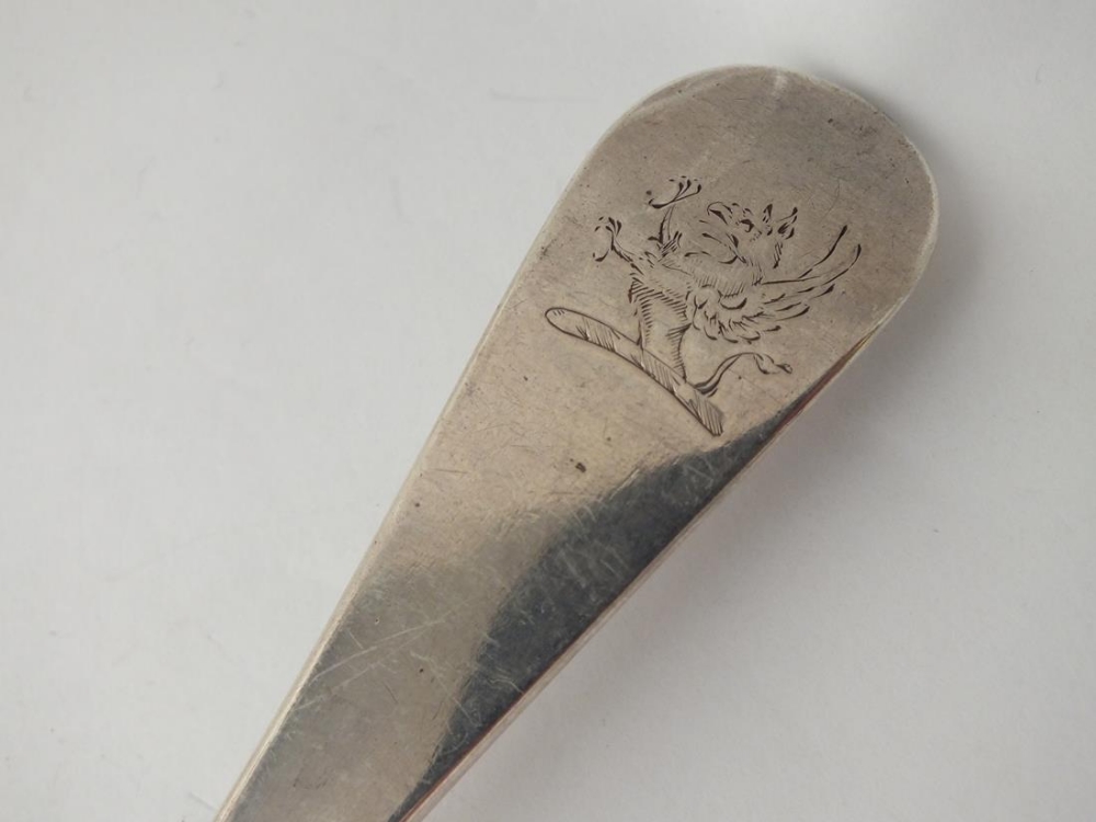 George III crested tablespoon London 1802 by J W 63gms - Image 2 of 3