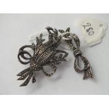 Two silver marcasite brooches etc.