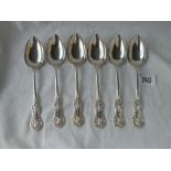 Heavy set of six Scottish Kings pattern dessert spoons - single struck - Glasgow 1860 by D&M