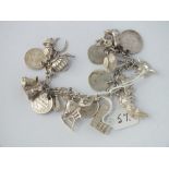 Silver charm bracelet - 53gms