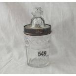 Georgian oval glass mustard pot and cover with silver mount - B'ham 1802 by Matthew Bolton