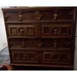 Late c17 oak four drawer chest with moulded lanel front - 46" wide