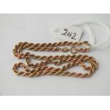 Two-colour rope twist necklace in 9ct - 3.7gms