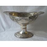 Large comport - boat shaped with pierced rim and spreading base - 14" wide and 9" high - B'ham