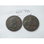 Coventry halfpenny token 1792 - better grade, and another