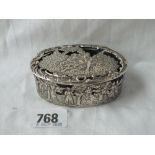 Decorative ring box with romantic figures - 3.5" wide - B'ham 1905