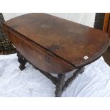 Heavy c18 continenal walnut drop-leaf table - 3" 6"" wide