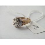Good diamond cluster ring set in 9ct - size M - 3.2gms