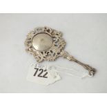 White metal continental handbag mirror - 4" long