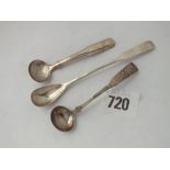 Three Georgian B'ham hallmarked cruet spoons